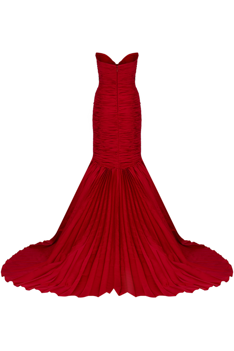 ALYCE RED METALLIC BOW GOWN - CULT MIA
