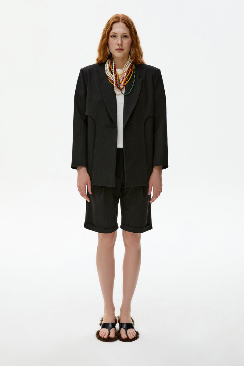 STRIPED FOU BLAZER IN BLACK