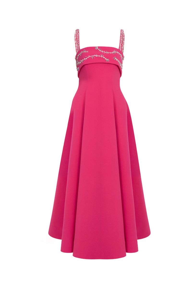 FUCHSIA STRAP SHOULDER MAXI DRESS - CULT MIA