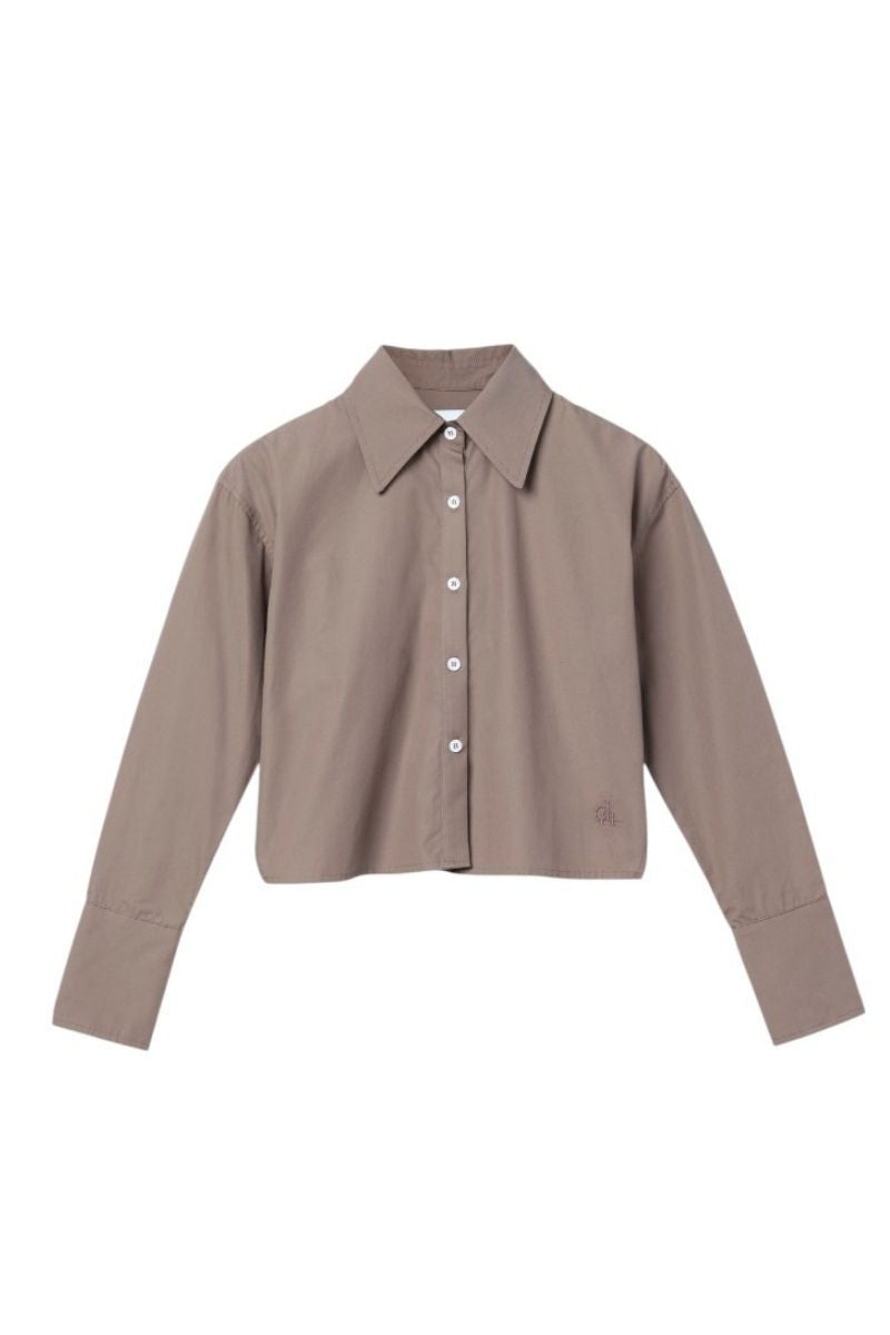 CROPPED COTTON BUTTON DOWN SHIRT - CULT MIA