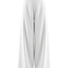 Keira Tong white diagonal pants showing slim fit design and diagonal pattern, made from lightweight fabric.