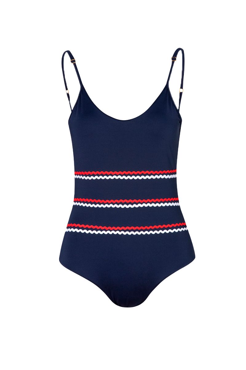 TULUM NAVY FLAG ONE-PIECE SWIMSUIT - CULT MIA