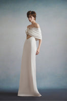 White Plan Isolde draped maxi dress featuring flowing fabric and elegant design, perfect for summer or special occasions.