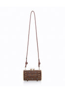 Waiwai Rio Petit Baoba clutch in Oud Safira with textured leather finish, stylish and compact evening bag.