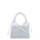 White Adriana Castro La Red Mini Leather Top Handle Bag with sleek design and elegant structure.