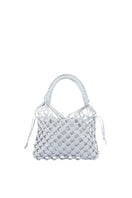 White Adriana Castro La Red Mini Leather Top Handle Bag with sleek design and elegant structure.