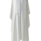 White off-shoulder maxi dress by DOC BAN, flowing fabric, and elegant style perfect for summer or formal occasions.