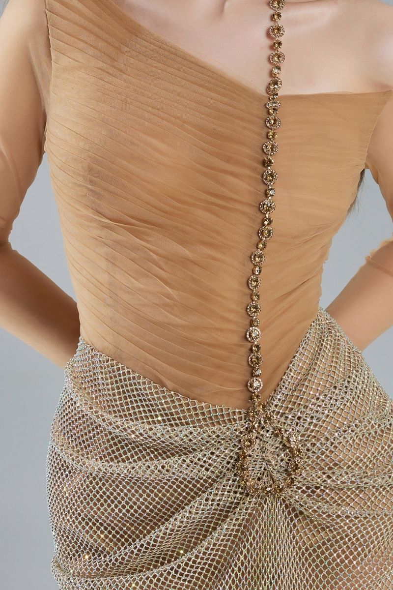 SKYLA BROWN ORGANZA BODYCON MAXI DRESS - CULT MIA