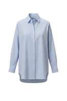 Pinstripe gathered-cuff shirt by Levia, featuring a tailored fit, classic pinstripe pattern, and stylish gathered cuffs.