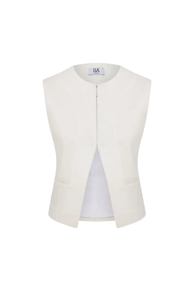 ROMY TAILORED VEST IN WHITE | CULT MIA | ILA