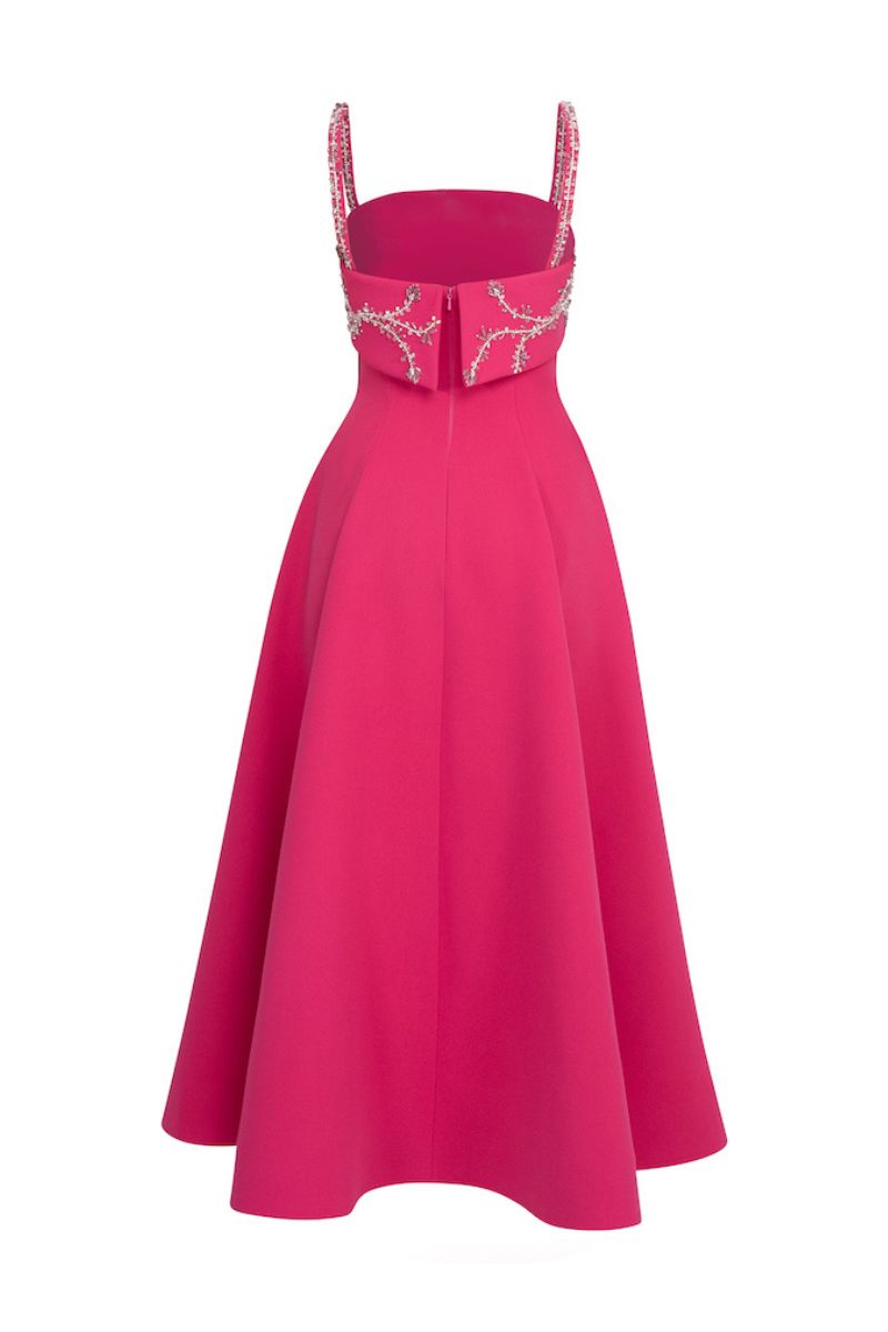 FUCHSIA STRAP SHOULDER MAXI DRESS - CULT MIA