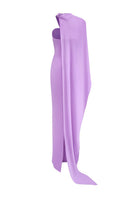 Purple strapless chiffon maxi dress by CEM, flowing fabric with a flattering silhouette, perfect for elegant occasions.