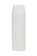 White long pencil maxi skirt by Lecia, featuring a sleek fit and smooth fabric, perfect for stylish casual or office wear.