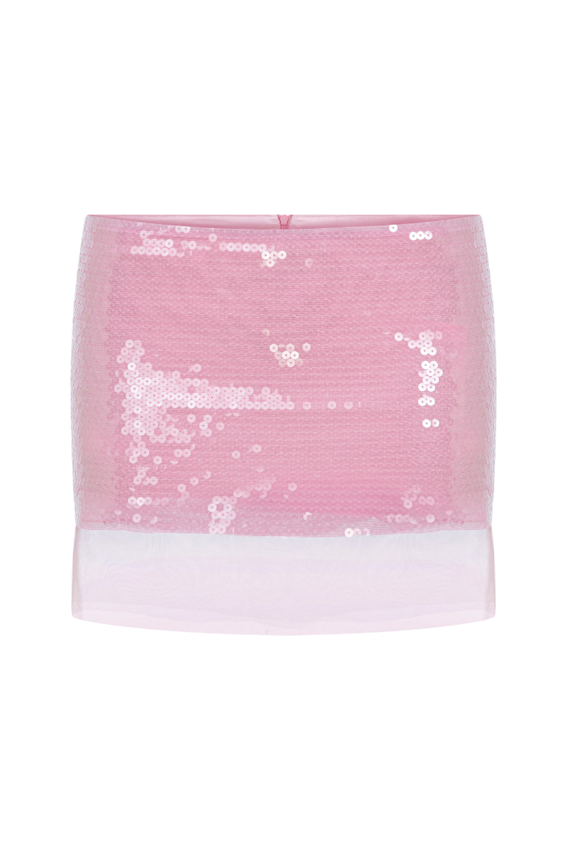 SEQUINED MINI SKIRT WITH TULLE DETAIL - CULT MIA
