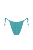 Suncillo Claudia sparkly turquoise bikini bottom with shimmering fabric and fitted design, perfect for beach or poolside wear.
