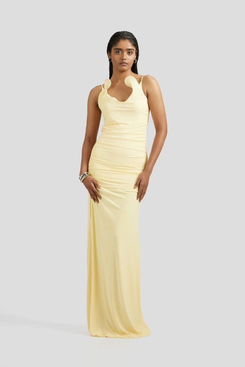 ESTELLE MAXI DRESS IN BUTTER YELLOW - CULT MIA