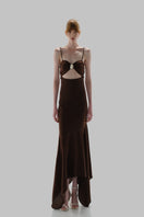 Baobab Josefina maxi dress in cocoa color, flowing fabric, and elegant design, perfect for summer occasions.