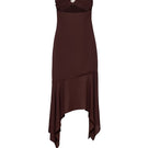 Baobab Josefina Maxi Dress in cocoa color, flowing bohemian style with long sleeves and tiered skirt, perfect for summer wear.