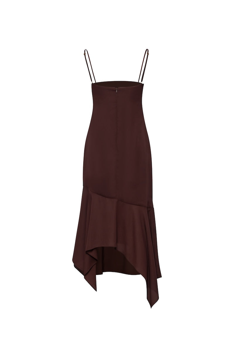 Baobab Josefina Maxi Dress in cocoa color, flowing maxi dress with a stylish silhouette and elegant design.