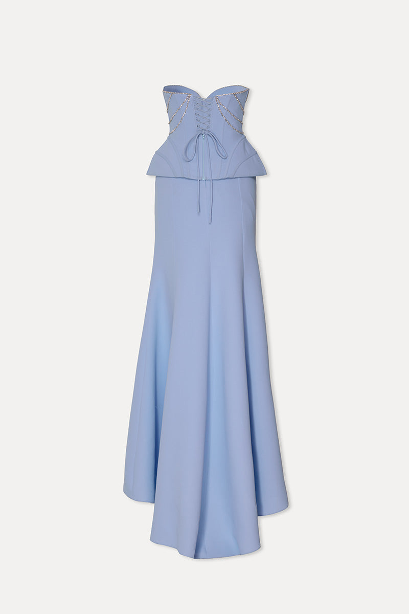 Tarık Ediz Caella Blue Aura co-ords set featuring a matching top and pants with a stylish, vibrant blue design.
