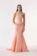 Tarık Ediz Denys peach co-ords set with matching top and pants, stylish and comfortable for casual and semi-formal wear.
