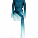 Aquarel Studio Zephyr Short Dress in blue gradient, mini dress with flowy fabric and stylish design, shown on a model.