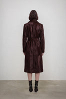 Deme By Gabriella brown leather cherry jacket with structured design and front zipper, stylish outerwear for women.