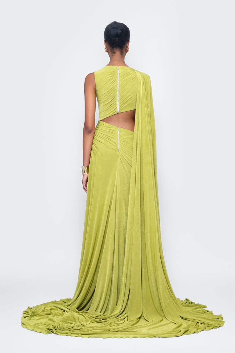 OVERFLOWING GOWN IN GREEN - CULT MIA