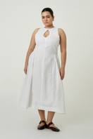 White PISA midi dress by Summer Away featuring a flowy, elegant design ideal for summer and casual occasions.