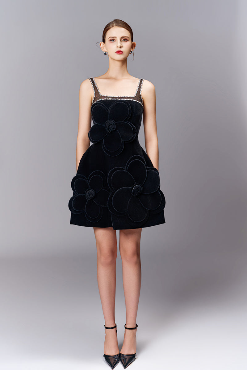HAPPY CLOTHING CULT MIA X floral velvet mini dress with a vibrant floral pattern and velvet fabric, stylish and perfect for casual wear.