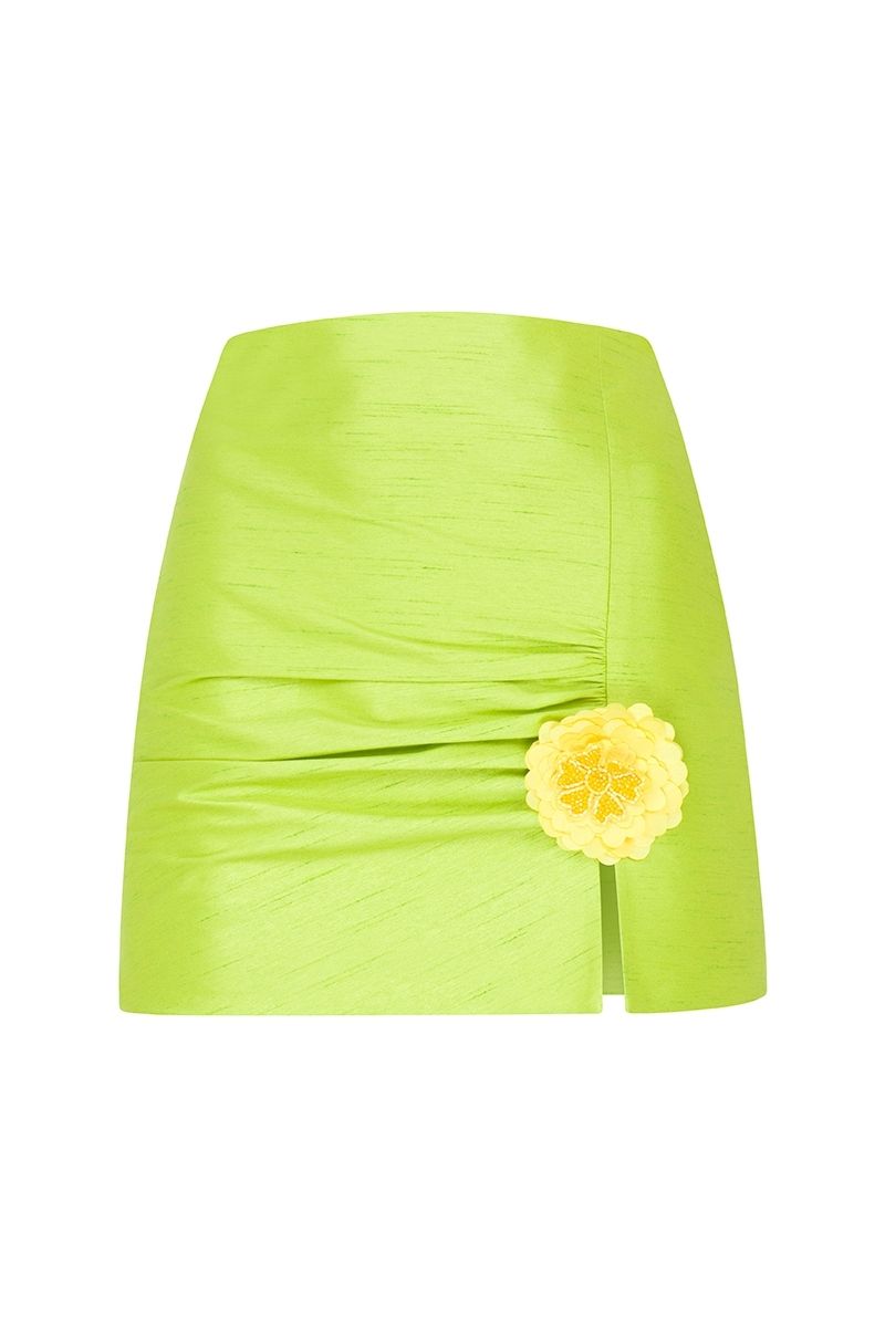 MAGNOLIA GREEN FLORAL MINI SKIRT - CULT MIA