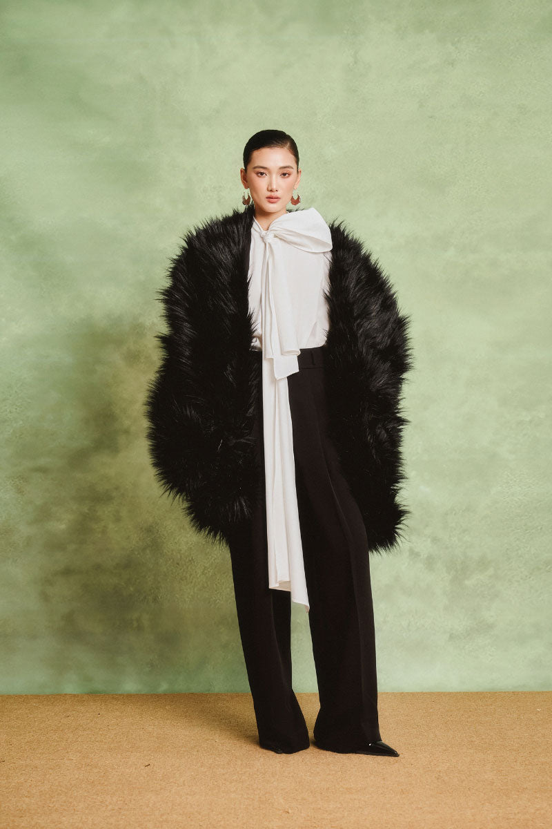 MIDNIGHT FAUX FUR COAT - CULT MIA