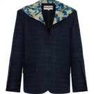 ColoReve blue check blazer from Matmazel, tailored fit, with classic lapels, displayed on a hanger against a neutral background.