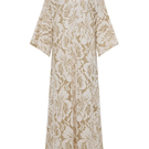 Bocan Couture Estara long zippered maxi dress with beige lace, featuring a fitted silhouette and elegant design.