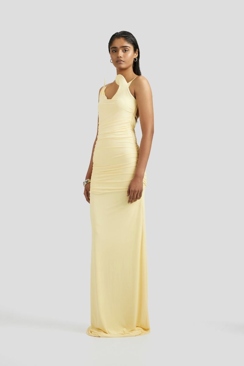 yellow flowy dress maxi Brilight Women's Yellow Cutout Maxi Dress,Summer Casual Vacation Holiday Lace-Up Solid Flowy Beach Dress,Perfect For Festivals,Dates,Island Leisure
