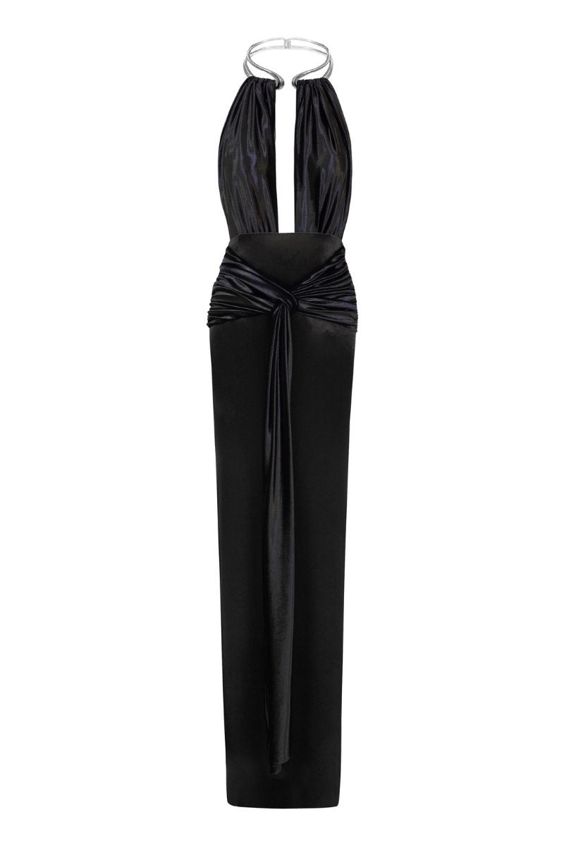 Elegant black NABY gown by LEDIEL, featuring a flowing design and subtle detailing, perfect for formal occasions.