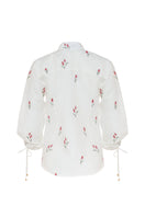 Estefania ivory tulip long sleeve shirt with a relaxed fit and floral tulip design, perfect for elegant casual wear.