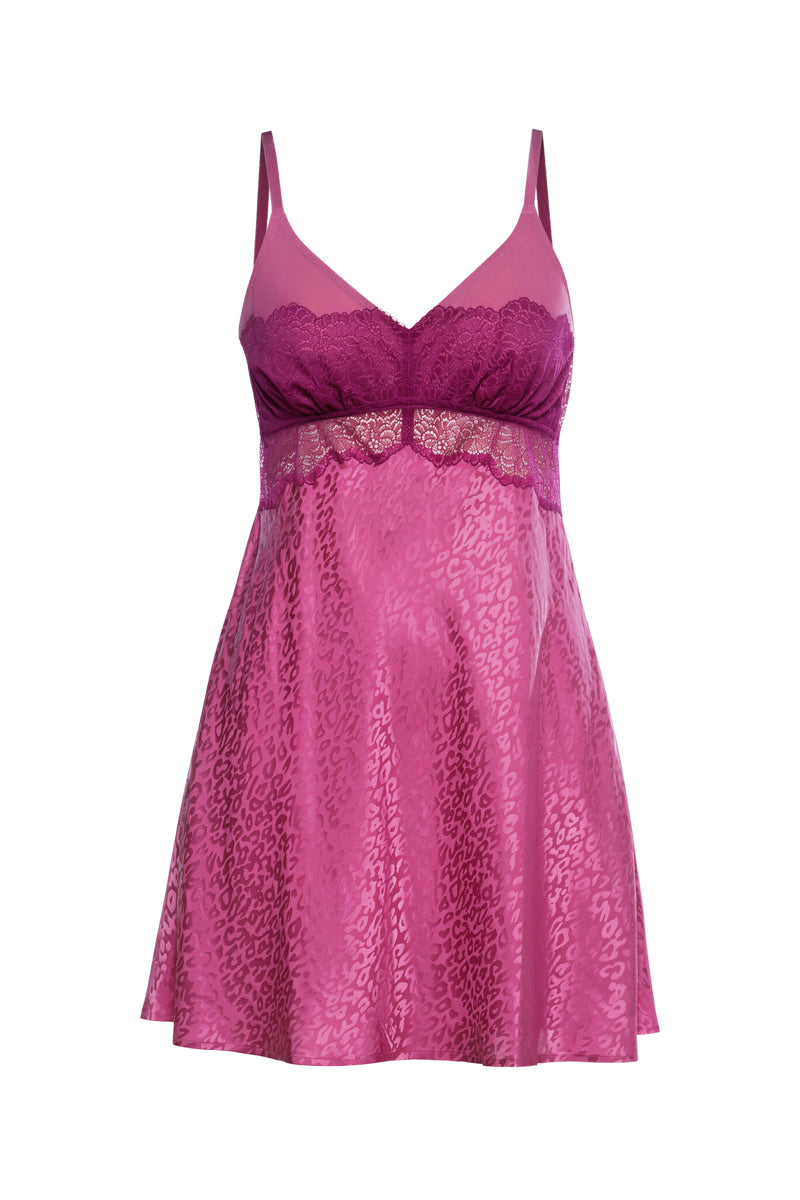 NK IMODE Sydney Seaside bust-support chemise in freesia, sleeveless nightgown with floral lace details and fitted bust.