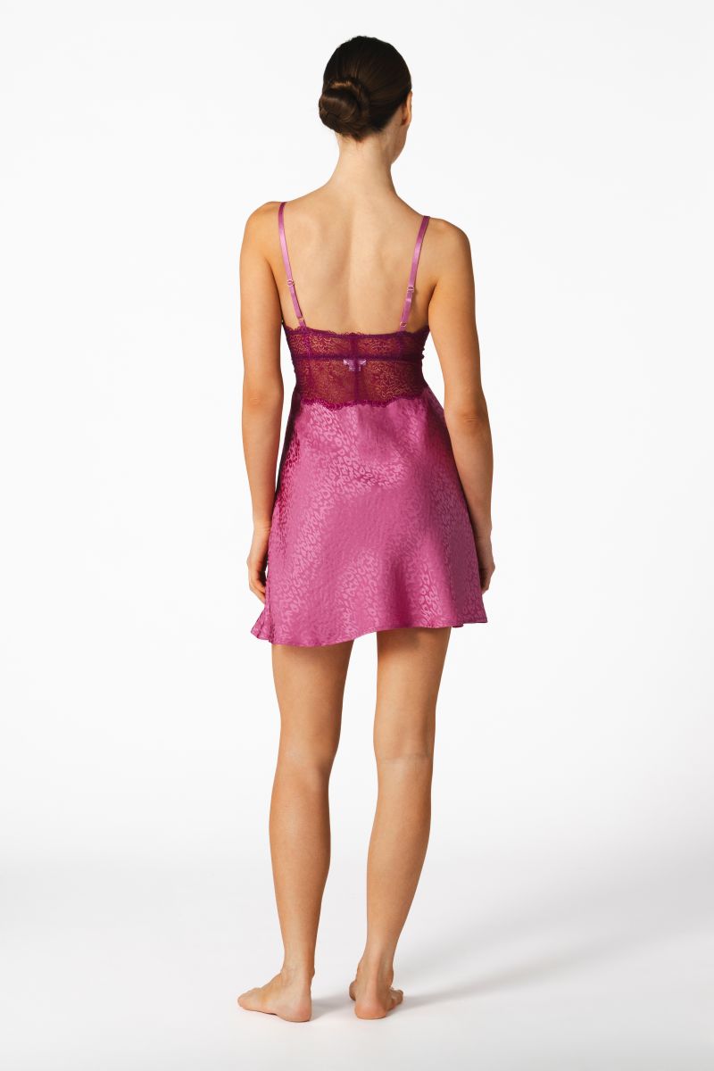 NK IMODE Sydney Seaside bust-support chemise in freesia, floral nightgown with adjustable straps and lace details.