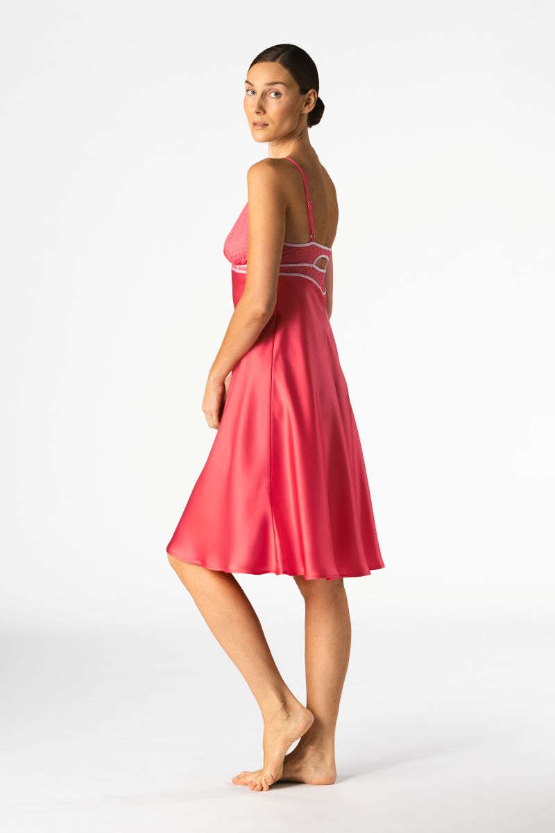 NK IMODE Melody Self-Indulge bust-support slip in cherry, elegant nightgown with lace details and adjustable straps, perfect for sleepwear.