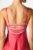 NK IMODE Melody Self-Indulge bust-support slip nightgown in cherry, featuring a comfortable design and elegant lace details.