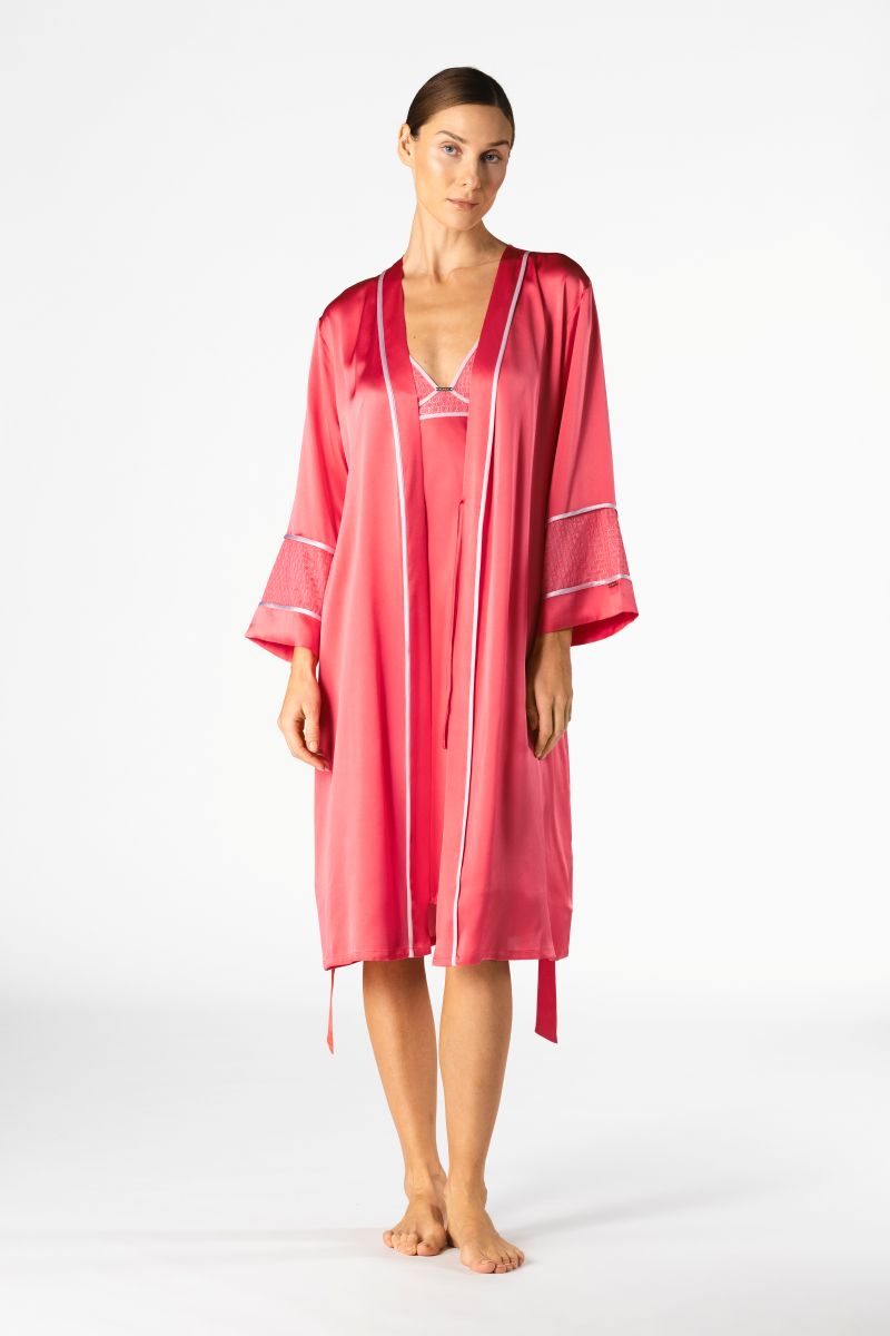 NK IMODE Melody Self-Indulge bust-support slip in cherry, elegant nightgown with lace details and adjustable straps.