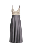 NK IMODE MARGAUX sophisticated sensual long nightgown in wet sand color, featuring elegant, flowing fabric and a graceful design.