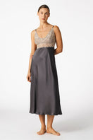 NK IMODE MARGAUX sophisticated sensual long nightgown in Wet Sand color, flowing fabric with elegant design and delicate details.
