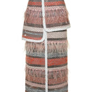 Lalo Avril maxi skirt in red multi with flowing fabric and colorful pattern, stylish and comfortable for casual or dressy wear.