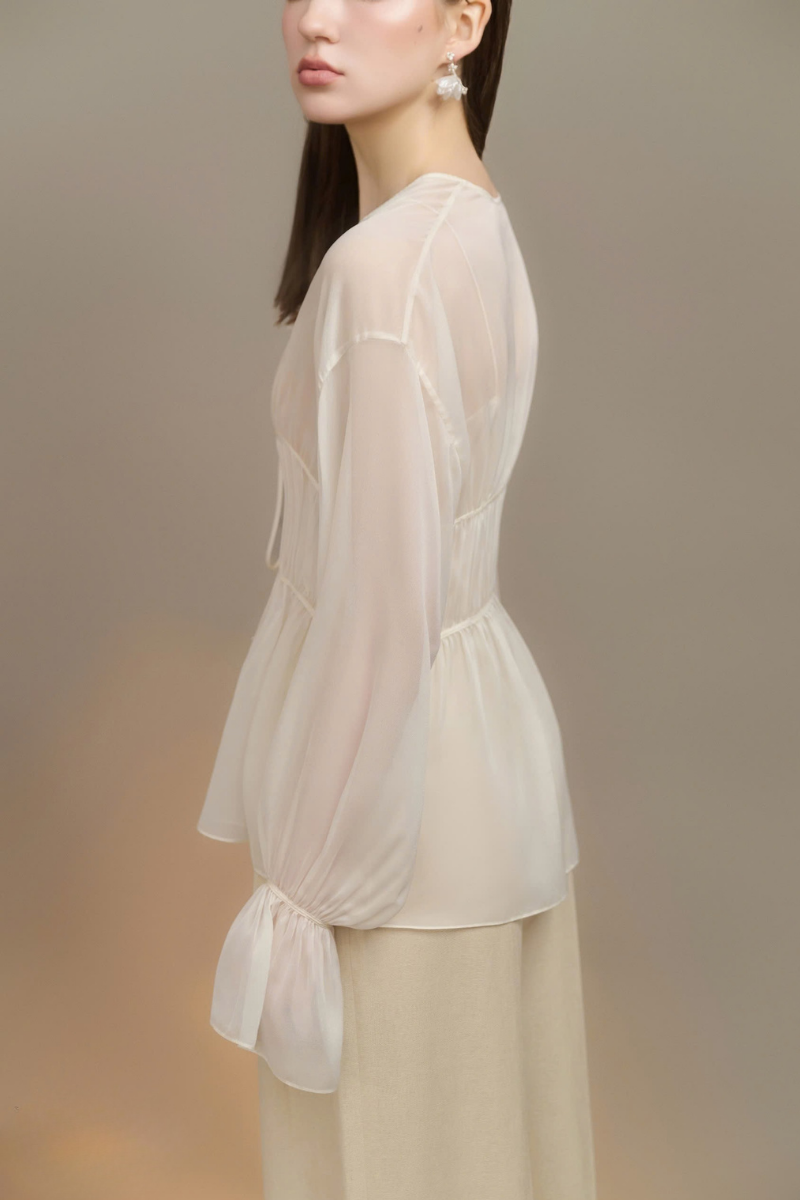 Arti Apparel Serin Top, stylish women's blouse with a relaxed fit and elegant design, shown in a natural fabric and color.