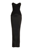 Deme By Gabriella SOLEN black gown with elegant flowy fabric and classic design, perfect for formal occasions.