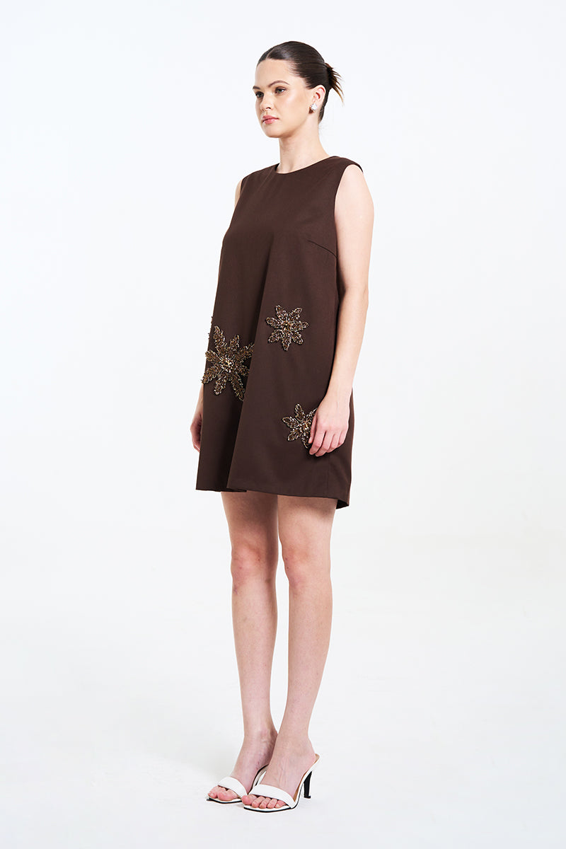 NAIRA MINI DRESS IN BROWN | CULT MIA