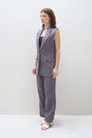 Aidan & Ice Glacia blazer in gray purple, tailored fit with lapel collar and button closure, shown on a model.