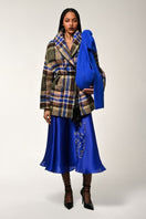 Lalo oversized tweed jacket in multi-color pattern, stylish and cozy outerwear with textured fabric and relaxed fit.